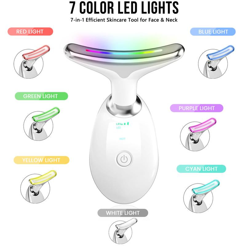 Cotsoco 7 Color Facial Massager Tool, Facial and Neck Massager with 7 LED Light, Skin Care Device, Suitable for Neck Facial Leg, Gift for Women Mother
