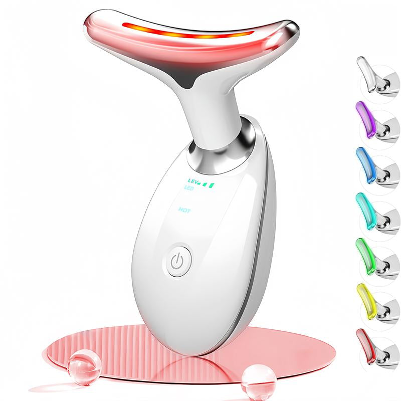 Cotsoco 7 Color Facial Massager Tool, Facial and Neck Massager with 7 LED Light, Skin Care Device, Suitable for Neck Facial Leg, Gift for Women Mother